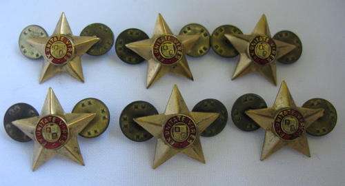 OFFICERS 5 POINTED STAR IN BRASS WORN 1960'S-70'S-ALL PINS INTACT