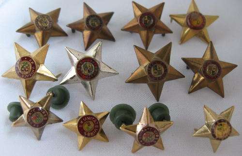 SELECTION OF 5 POINT STAR OFFICERS RANKS 8X LARGE & 4X SMALL-WORN 1960'S-70'S