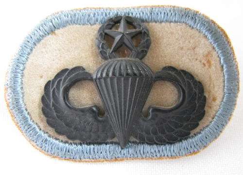 US ARMY & AIR FORCE MASTER PARACHUTIST BADGE ON BACKING-2 PINS