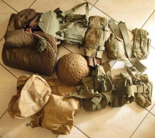 SADF(BORDER WAR PERIOD)WEBBING SELECTION:FOLLOWING:GROUNDSHEET WITH COVER/PATROL BAG/SKELETON KIT/WA
