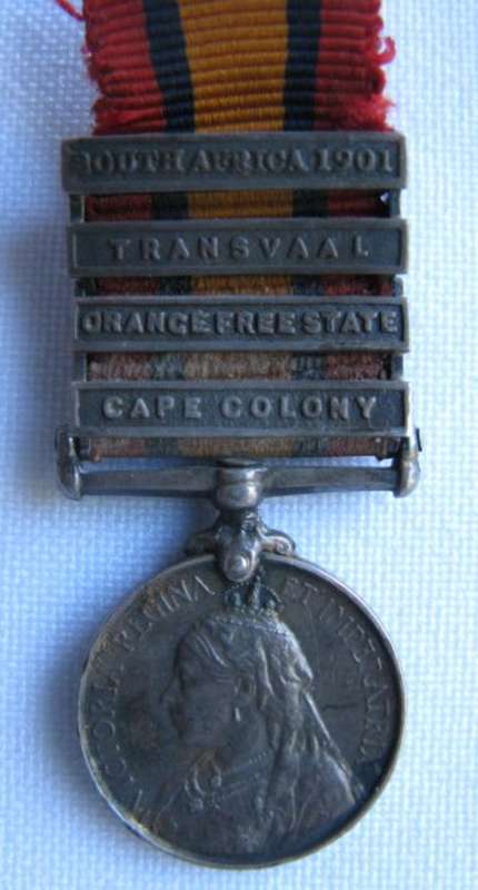BOER WAR MINIATURE QSA MEDAL WITH 4 CLASPS FOR-SA 1901/TRANSVAAL ORANGE FREE STATE & CAPE COLONY-ORI