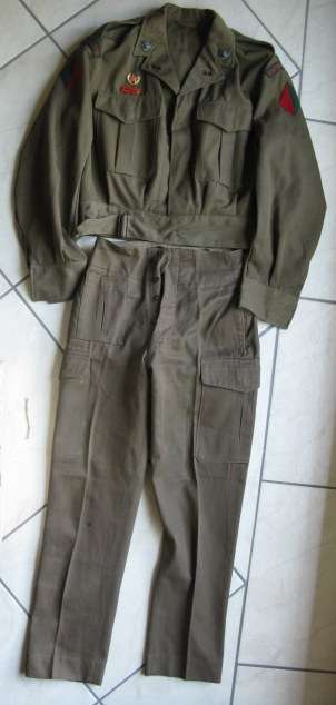 SADF UNION PERIOD BUNNY JACKET & TROUSERS LABELLED & DATED 1971 MADE FROM PURE WOOL COMES COMPLETE W