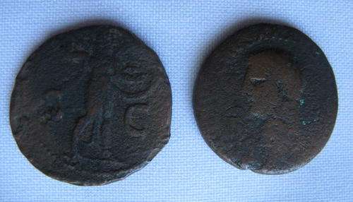 ROMAN COIN CLADIUS 1 -41-54 AD-2 COINS-SOLD TOGETHER-DIAMETER 27&28MM