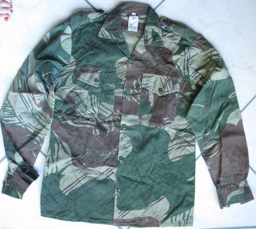 RHODESIAN CAMO LONG SLEEVE SHIRT WITH STATESMAN MAKERS LABEL-SIZE 36CM-MEASURES 52CM ARMPIT TO ARMP(