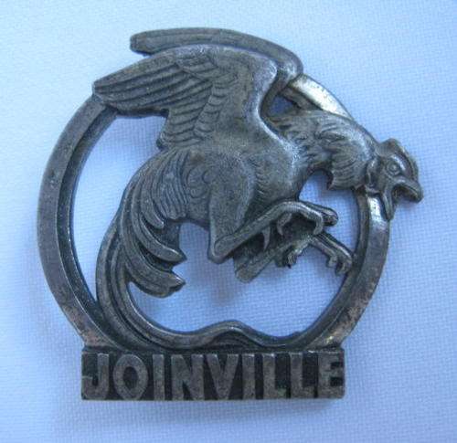 FRENCH FOREIGN LEGION CAP BADGE -2 LUGS-WHITE METAL-PRE 1964