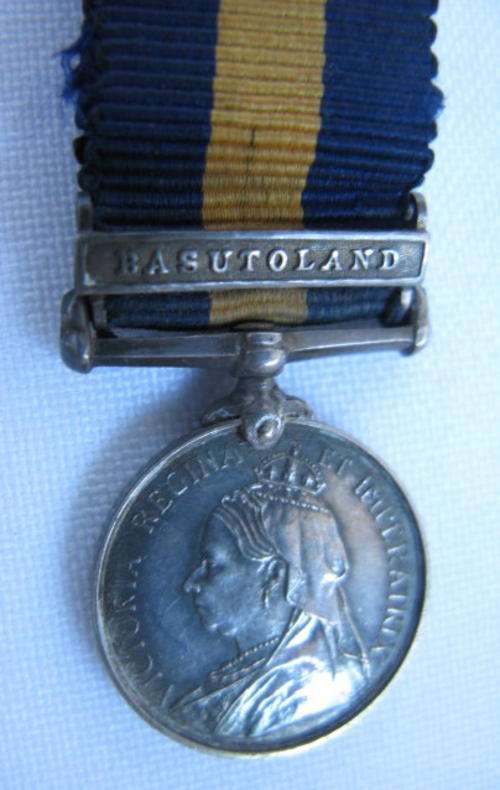 CAPE OF GOOD HOPE SERVICE MINIATURE MEDAL WITH BASUTOLAND CLASP-ORIGINAL SILVER PERIOD MEDAL& RIBBON