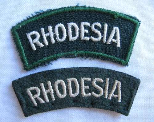 RHODESIA-WORN ON GREENS UNIFORM-ARMY-2X VARIATIONS,THE ONE EMBROIDERED ON FELT