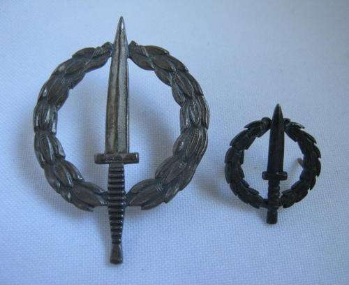 RECCE OPERATORS BADGE,FULL SIZE+MESS DRESS-REPRODUCTIONS BOTH WITH 2 PINS