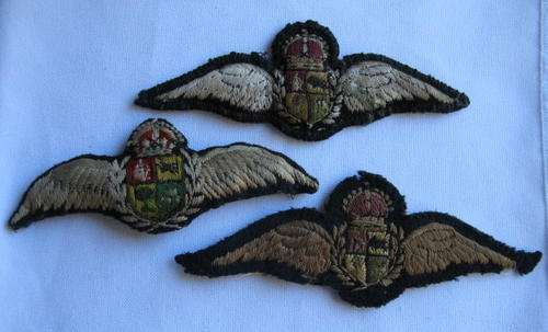 SAAF PILOTS WINGS FROM WW2-3 VARIATIONS-SOLD TOGETHER-2 OF THEM PADDED