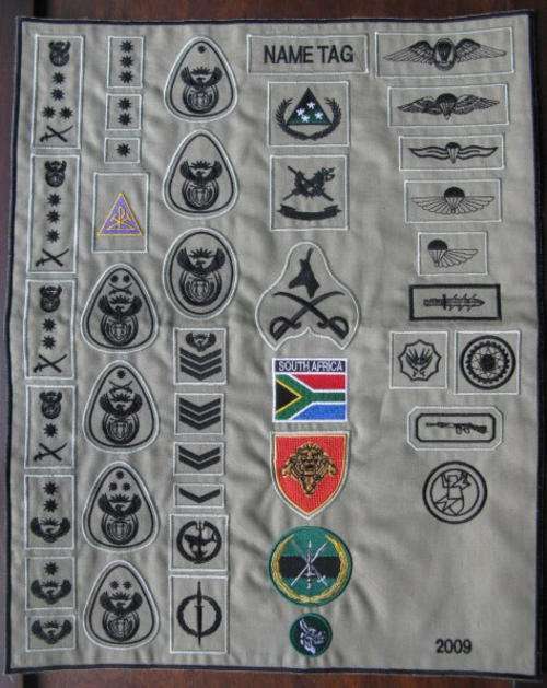 SANDF-BADGE & INSIGNIA-EMBROIDERED SAMPLE SET-48 IN TOTAL