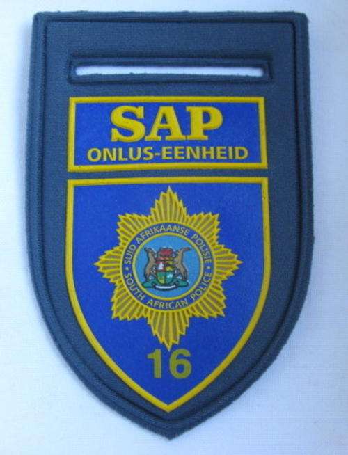 SAP ONLUS-EENHEID NO 16(WELKOM)-THIRD TYPE+/-1987-BLUE EMBOSSED-ONE PIN