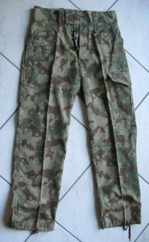SAP SPECIAL TASK FORCE 2ND PATTERN CAMO TROUSERS-LABELLED & DATED 1982-SIZE 32 WITH PIPE LENGTH 82CM