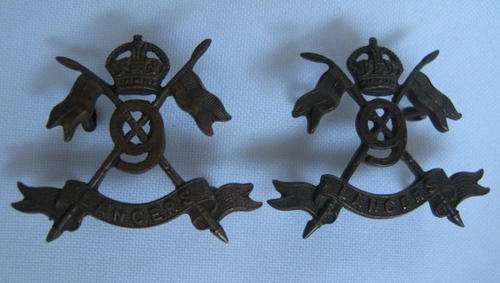9TH QUEENS ROYAL LANCERS PAIR OF BRASS COLLARS-4 LUGS EACH