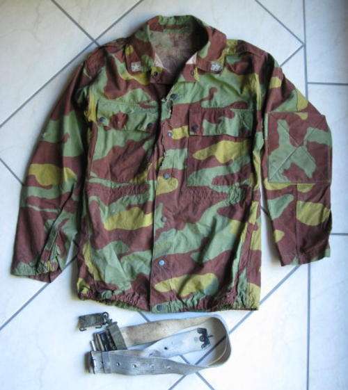 ITALIAN CAMO JACKET WITH WEBBING BELT-CIRCA 1950'S-WORN BY ALL UNITS EXCEPT SAN MARCO BATTALIONS(MA