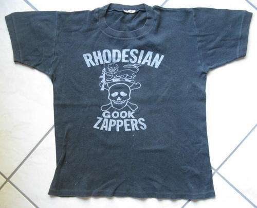 RHODESIAN GOOK ZAPPERS T-SHIRT GUARANTEED ORIGINAL USED BUT IN GOOD CONDITION-SIZE MEDIUM LABELLED
