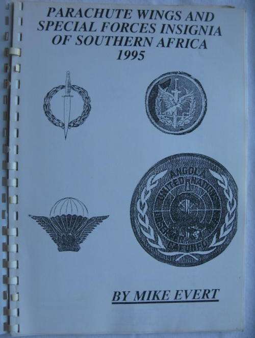 PARACHUTE WINGS & SPECIAL FORCES INSIGNIA BY MIKE EVERT-SPIRAL BOUND PHOTOCOPIED-91 PAGES-CONDITION