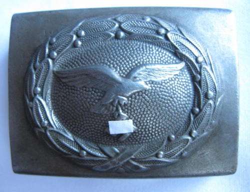 GERMAN WW2 LUFTWAFFE COMBAT BUCKLE IN STAMPED STEEL-GUARANTEED ORIGINAL-SWASTIKA COVERED