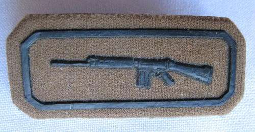 ARMY SMALL ARMS COMPETITION(MARKSMAN)NUTRIA EMBOSSED PROFICIENCY BREAST BADGE-2 PINS