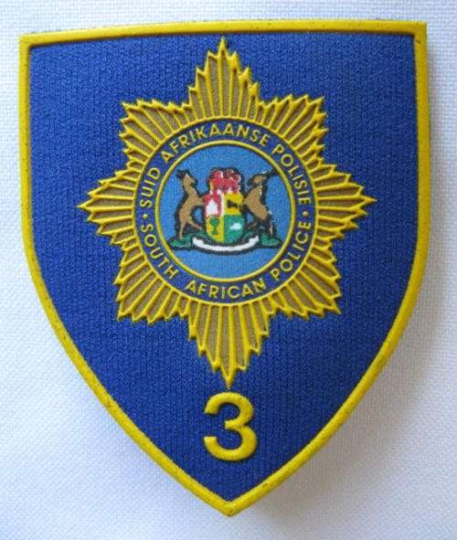 SA POLICE RIOT UNIT 3 SMALL BLUE EMBOSSED FLASH