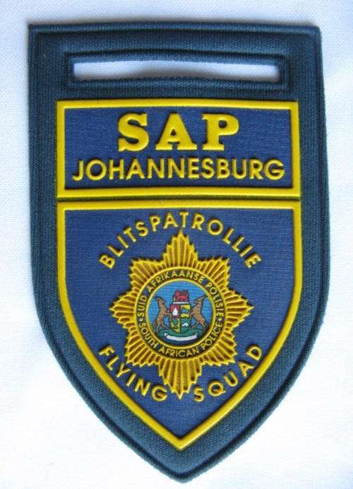SA POLICE FLYING SQUAD BLUE EMBOSSED,SHOULDER FLASH