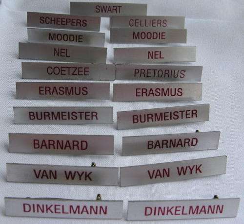 SADF SELECTION OF NAME TITLES-WORN ON STEP OUTS-19 IN TOTAL-STICK PINS INTACT