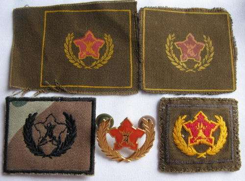 ARMY BREAST BADGE FOR CITIZEN FORCE COMMANDO'S & VOLUNTEERS FOR 5 YEARS SERVICE,A SELECTION OF 5 BAD
