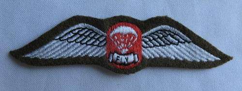 2ND VARIANT OF SA PARA FREE FALL INSTRUCTORS WING-EMBROIDERED ON DARK BROWN FELT-1970'S