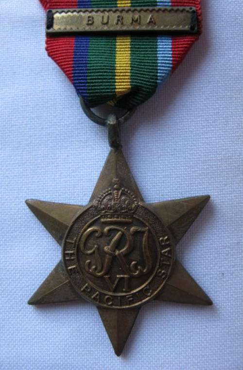 WW2-FULL SIZE PACIFIC STAR-UNNAMED WITH BURMA CLASP