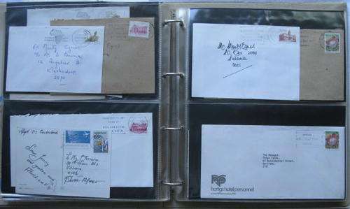 ALBUM WITH 19 DOUBLE SIDED PAGES FULL OF STAMPS & FIRST DAY COVERS SELECTION OF SA INTERNATIONAL & H