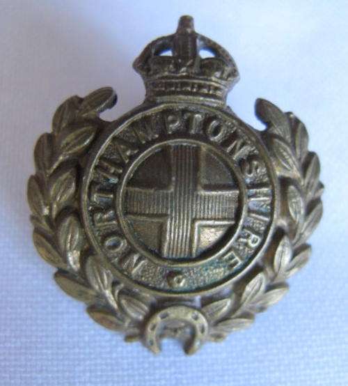 NORTHAMPTONSHIRE REGT. BRASS COLLAR BADGE-2 LUGS
