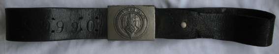 WW2 GERMAN HITLER YOUTH LEATHER BELT (NUMBERED) AND BUCKLE - EXTENDED LENGTH 80cm - GUARANTEED ORIGI