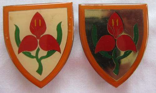 SHOULDER FLASH - SA MILITARY ACADAMY - WHITE & GOLD CENTRE TYPES - 3 PINS - ORIGINAL