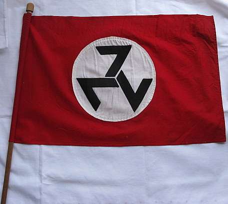 CLOTH EMBROIDERED AWB FLAG ON A WOODEN STICK - MEASURES 44 x 70 cm