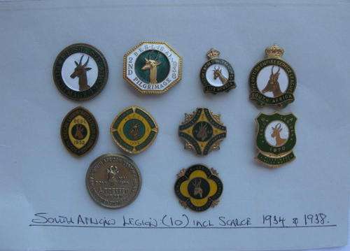 SA LEGION BADGES - 10 IN TOTAL - ALL PINS INTACT