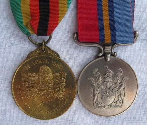 RHODESIAN MEDAL PAIR - GSM NAMED TO 36512 S/R R. WRIGHT AND NUMBERED 52755 ZIMBABWE INDEPENDENCE