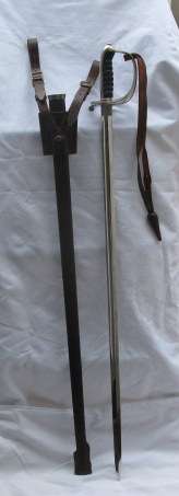 SA POLICE OFFICERS CEREMONIAL SWORD & LEATHER SCABBARD AND FROG - OLD COAT OF ARMS