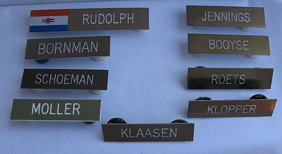 SELECTION OF 9 SADF PERIOD NAME BADGES - PINS INTACT