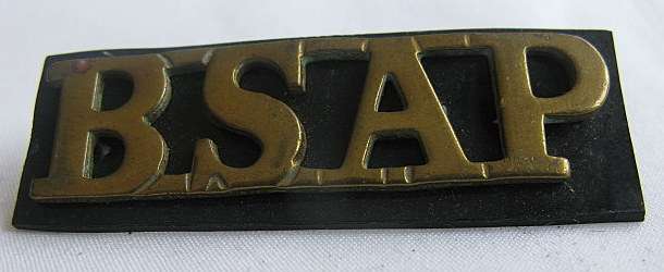 RHODESIAN BSAP BRASS TITLE - 2 LUGS