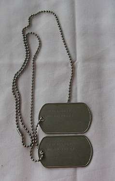 BORDER WAR PERIOD DOG TAGS TO 72 346406 BT N.H. DU PREEZ