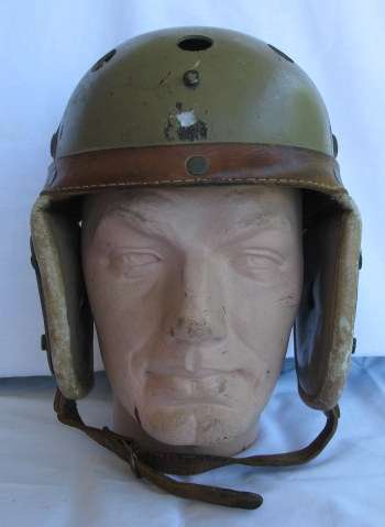 US TANK CORPS HELMET WITH LEATHER AND FIBER - USED DURING THE KORCAN WAR - THIS SPECIFIC HELMET HAVE
