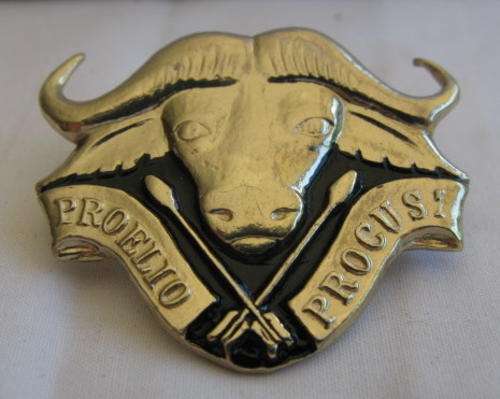 32 BATTALION CHROMED AND ENAMEL CAP BADGE - APPROVED IN 1977 - 2 LUGS
