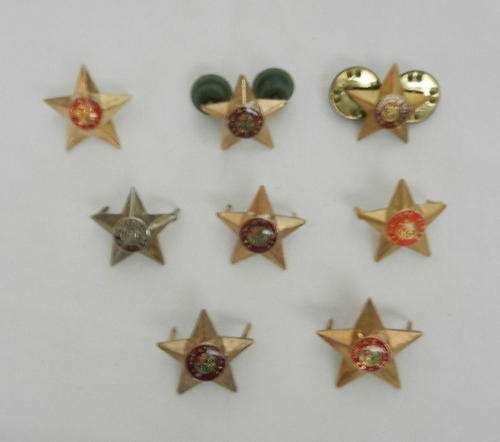 SADF GILDING METAL 5 POINT RANK STAR (SMALL) - 8 IN TOTAL - PINS INTACT