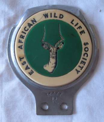 VINTAGE EAST AFRICA WILD LIFE SOCIETY CAR BADGE