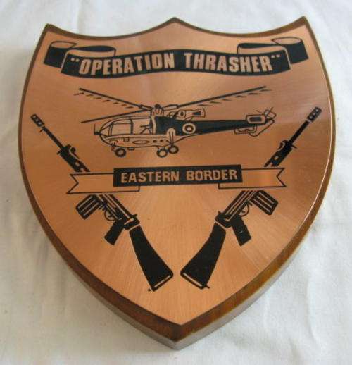 RHODESIAN OPERATION THRASHER PLAQUE - VERY GOOD CONDITION
