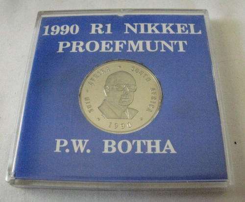 1990 R1 NICKEL PROOF COIN - P.W. BOTHA