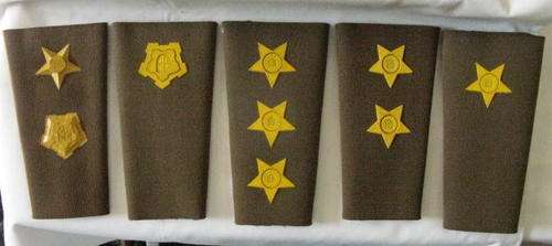 SA ARMY RUBBERISED RANKS FROM LIEUTENANT TO COMMANDANT 1980'S - 1996 - ONE OF EACH