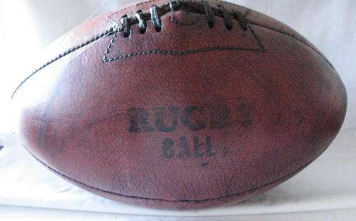 VINTAGE LEATHER 4 BLADDER RUGBY BALL CIRCA 1970'S - GOOD AND COMPLETE CONDITION