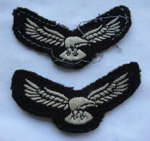 SAAF WW2 PAIR OF EAGLES WORN ON THE SLEEVE