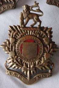 SADF ADMIN SERVICES CORPS GILDING METAL CAP BADGE WORN 1954 - 1976 - 2 LUGS