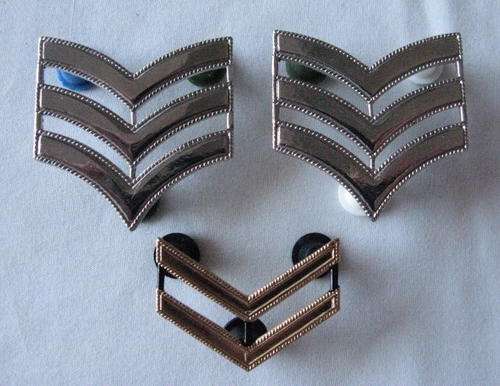 SELECTION OF CHROME AND GILT MESS DRESS RANKS - PINS INTACT